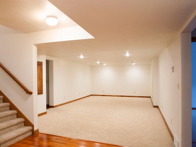empty basement with carpet flooring installed riverton ut